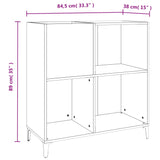 Platenkast 84,5x38x89 cm bewerkt hout wit