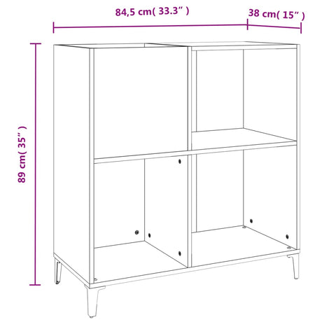 Platenkast 84,5x38x89 cm bewerkt hout wit