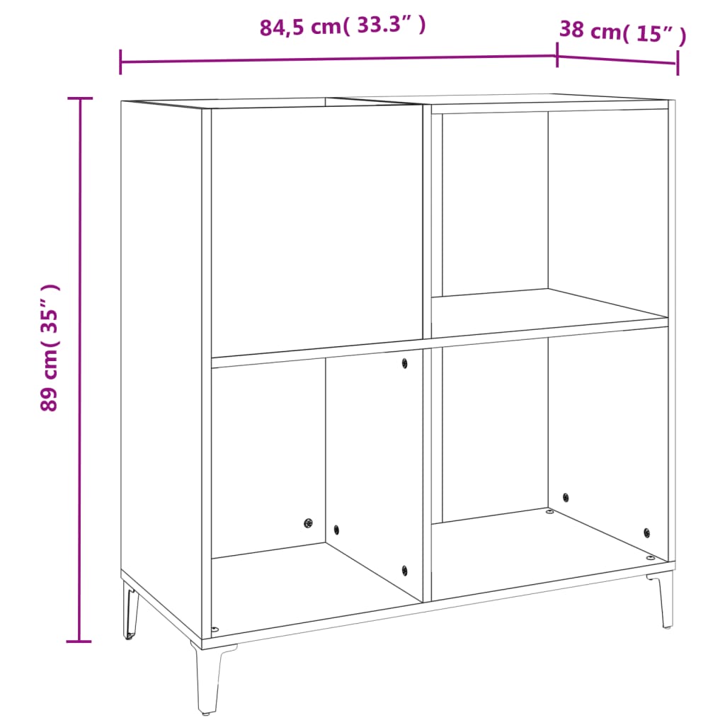 Platenkast 84,5x38x89 cm bewerkt hout sonoma eikenkleurig