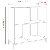 Platenkast 84,5x38x89 cm bewerkt hout gerookt eikenkleurig