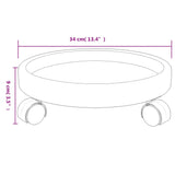 Plantentrolleys 2 st met wielen ø34 cm 35 kg grijs