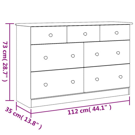 Ladekast ALTA 112x35x73 cm massief grenenhout wit - AllerleiShop