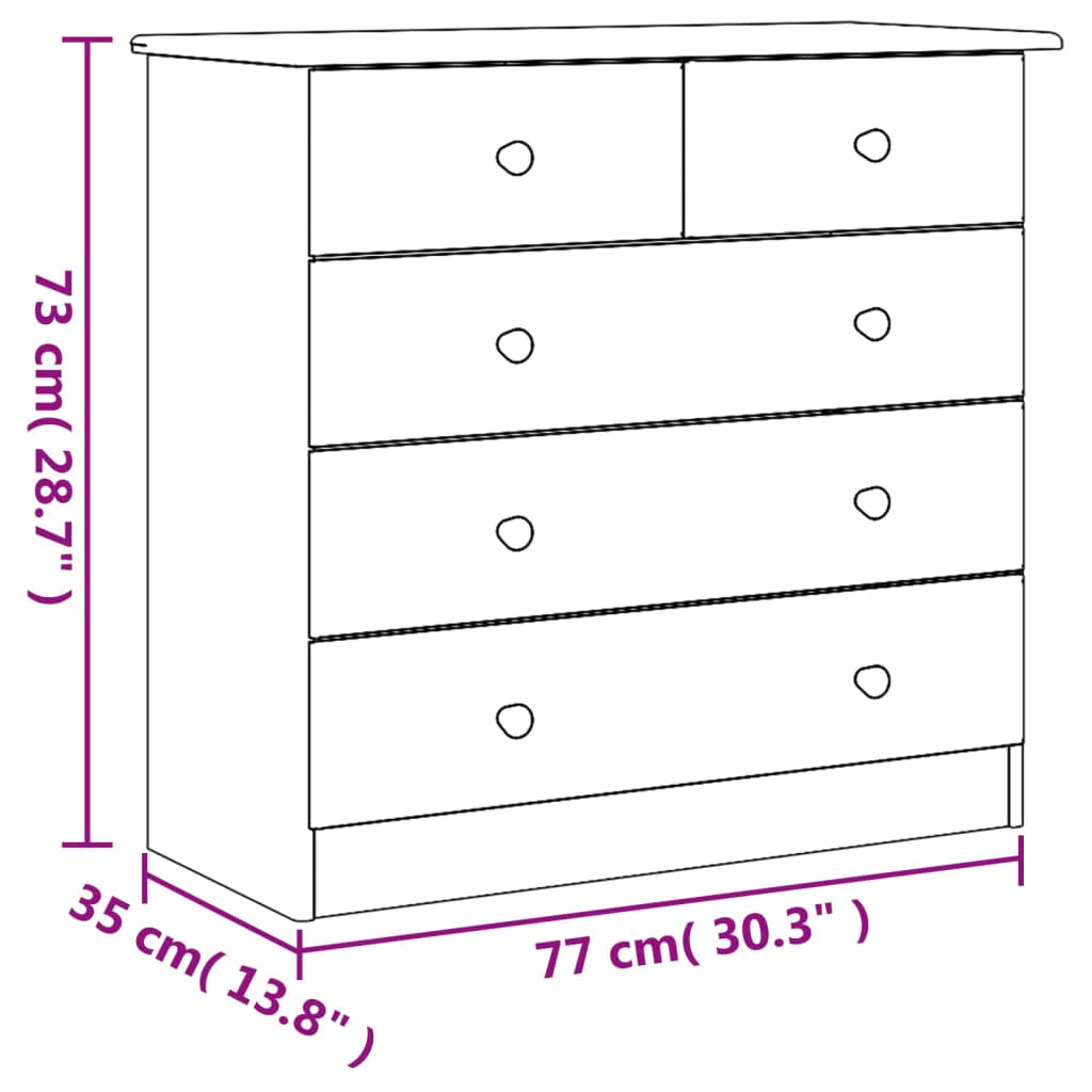 Ladekast ALTA 77x35x73 cm massief grenenhout wit - AllerleiShop