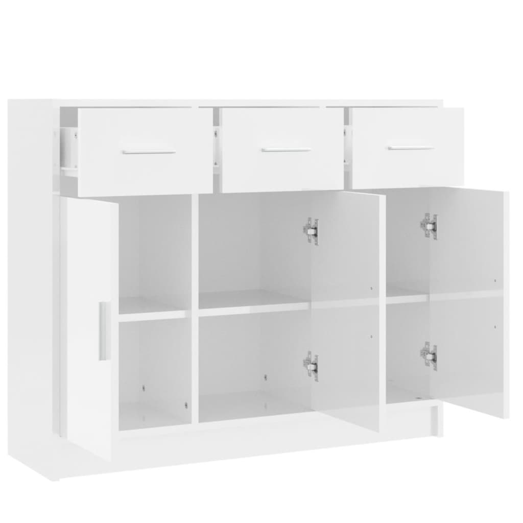 Dressoir 91x28x75 cm bewerkt hout hoogglans wit - AllerleiShop