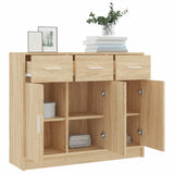 Dressoir 91x28x75 cm bewerkt hout sonoma eikenkleurig - AllerleiShop