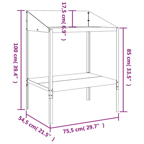 Plantenstandaard 75,5x54,5x100 cm verzinkt staal antracietkleur - AllerleiShop