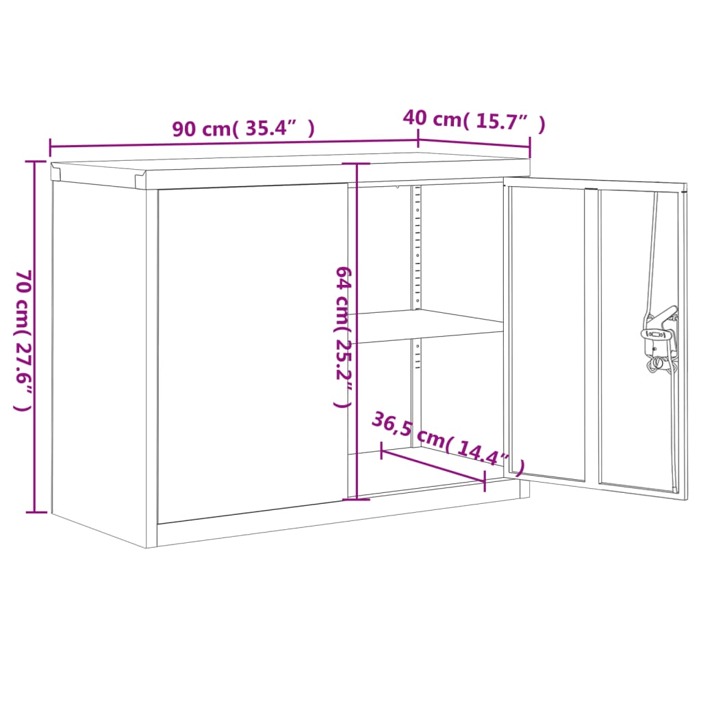 Archiefkast 90x40x70 cm staal wit - AllerleiShop