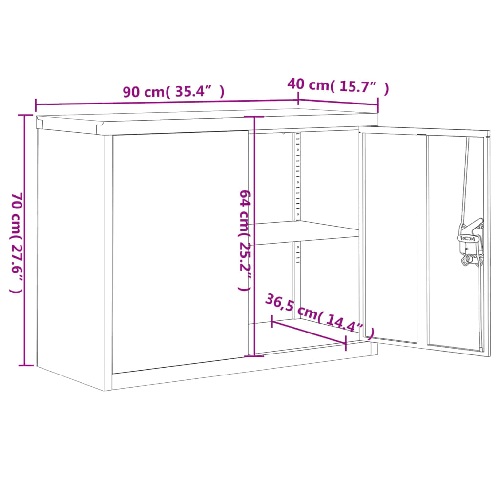 Archiefkast 90x40x70 cm staal lichtgrijs en blauw - AllerleiShop