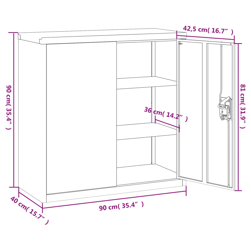 Archiefkast 90x40x90 cm staal zwart - AllerleiShop