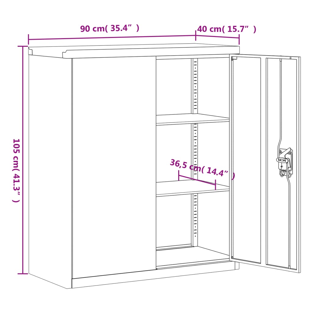 Archiefkast 90x40x105 cm staal antracietkleurig - AllerleiShop