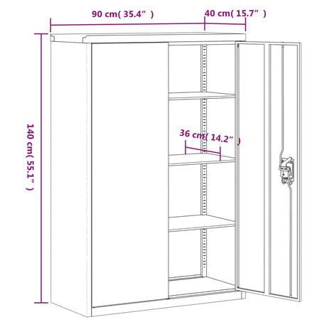 Archiefkast 90x40x140 cm staal zwart - AllerleiShop