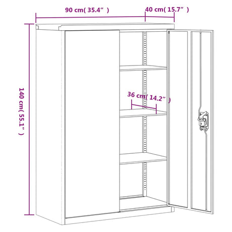 Archiefkast 90x40x140 cm staal antracietkleurig en wit - AllerleiShop