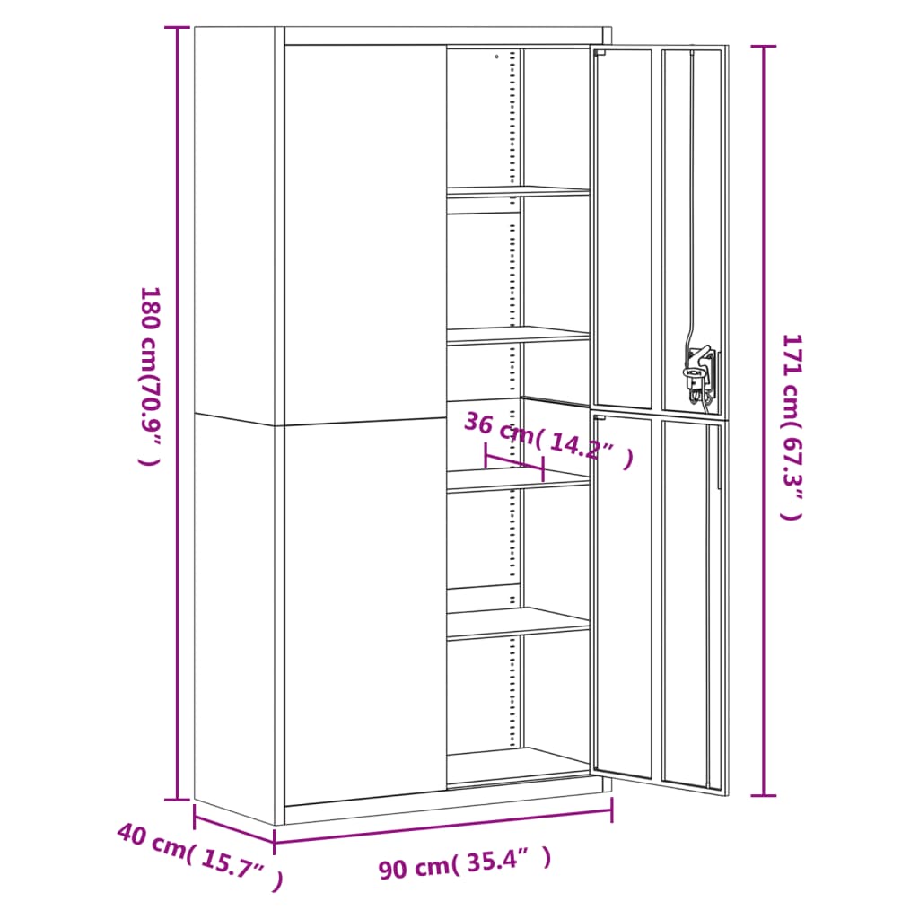 Archiefkast 90x40x180 cm staal lichtgrijs - AllerleiShop