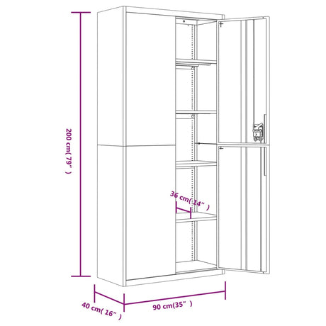 Archiefkast 90x40x200 cm staal lichtgrijs - AllerleiShop