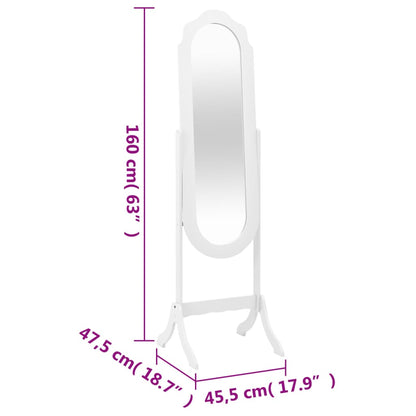 Spiegel vrijstaand 45,5x47,5x160 cm bewerkt hout wit - AllerleiShop