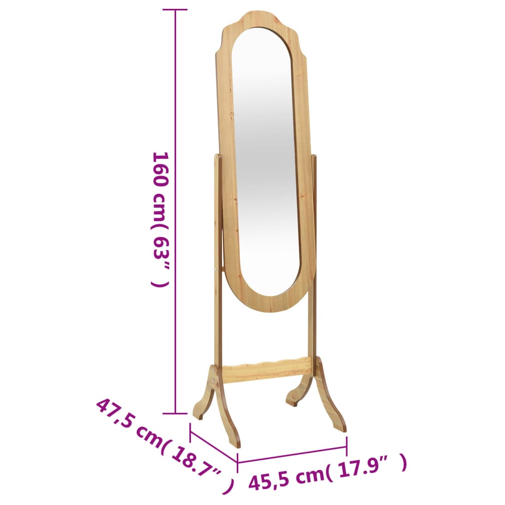 Spiegel vrijstaand 45,5x47,5x160 cm bewerkt hout - AllerleiShop