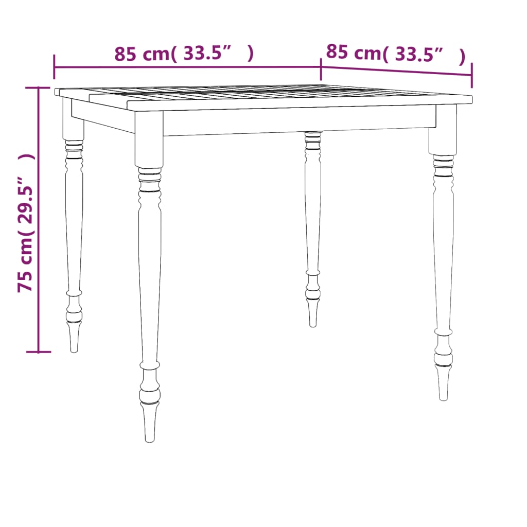 Tafel Batavia 85x85x75 cm massief teakhout - AllerleiShop