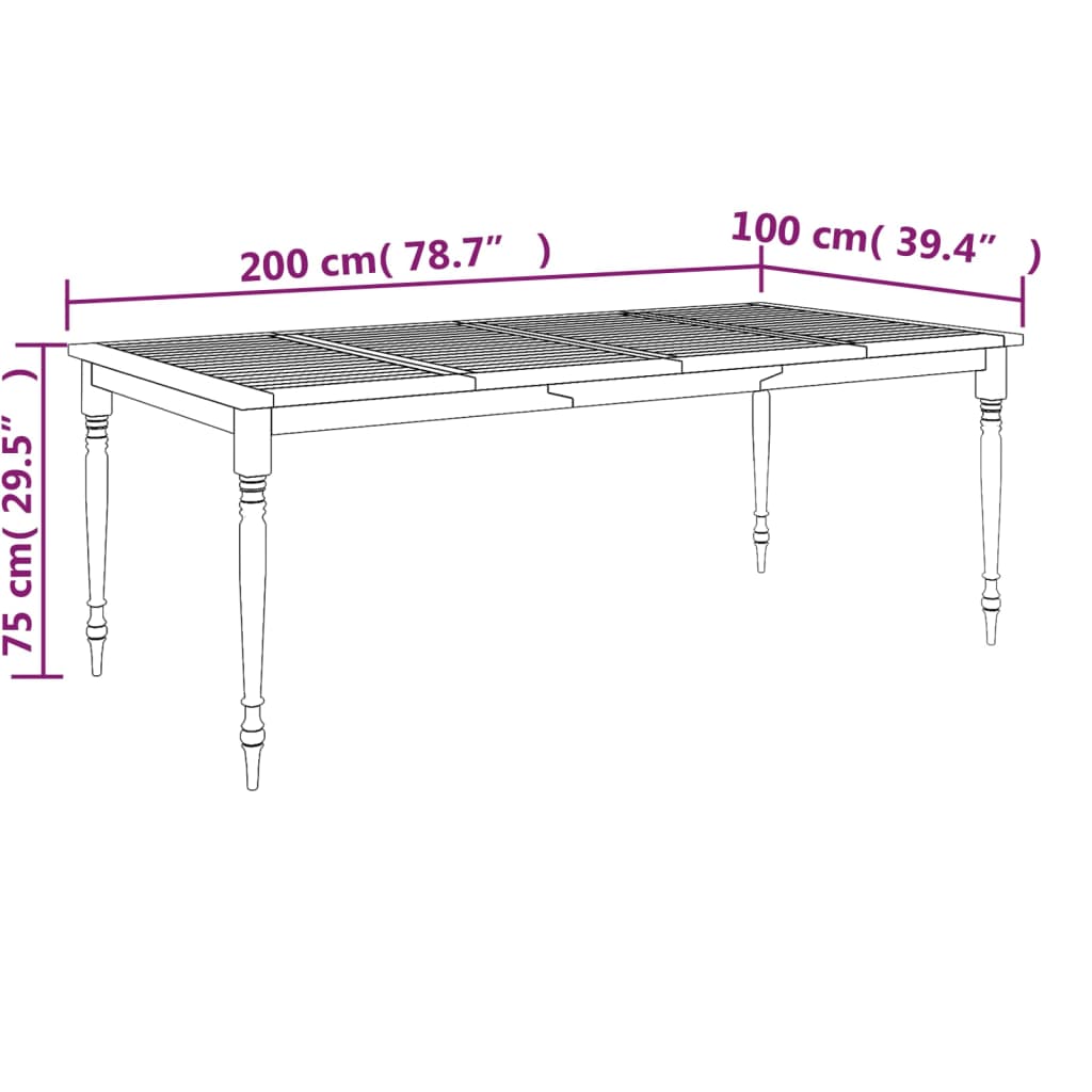 Tafel Batavia 200x100x75 cm massief teakhout - AllerleiShop