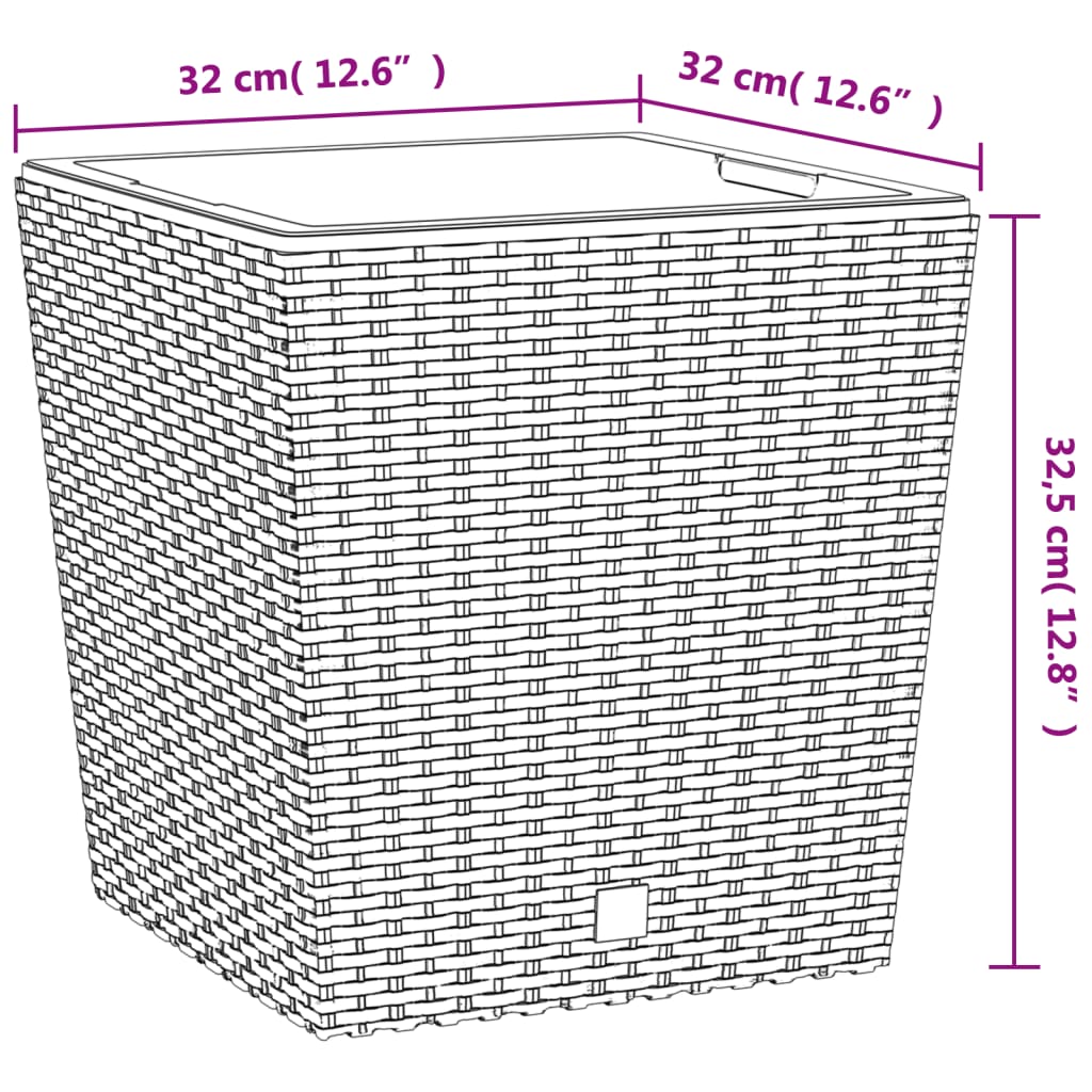 Plantenbak met uitneembare bak rattan-look 21/32 L PP antraciet - AllerleiShop