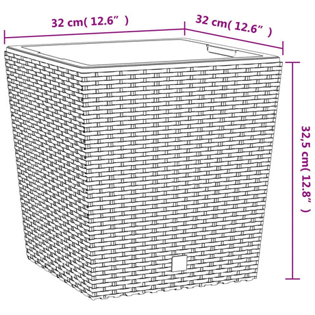 Plantenbak met uitneembare bak rattan-look 21/32 L PP antraciet - AllerleiShop