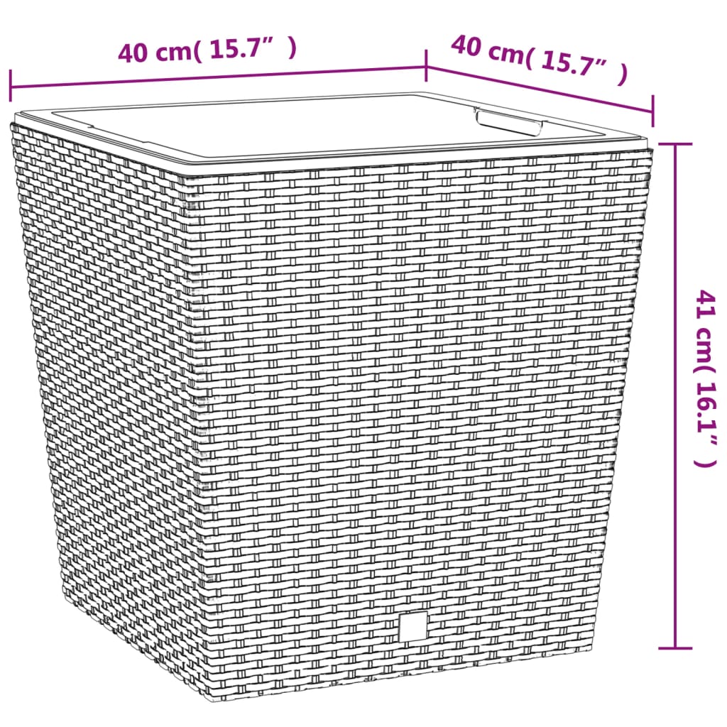 Plantenbak met uitneembare bak rattan-look 37/64 L PP antraciet - AllerleiShop