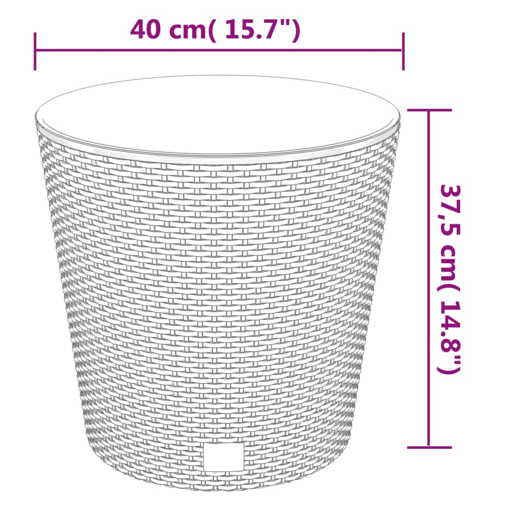 Plantenbak uitneembare bak rattan-look 35/37,5 L PP antraciet - AllerleiShop