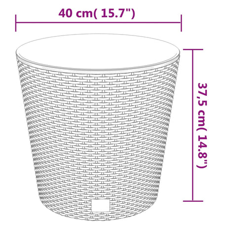 Plantenbak uitneembare bak rattan-look 35/37,5 L PP antraciet - AllerleiShop