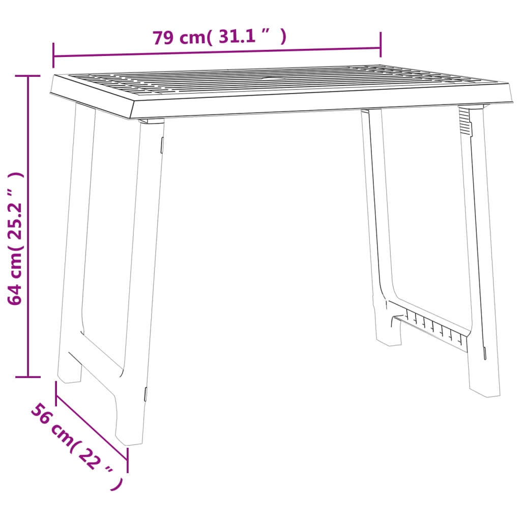 Campingtafel hout-look 79x56x64 cm PP antracietkleurig - AllerleiShop