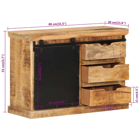 Dressoir 80x30x55 cm massief ruw mangohout - AllerleiShop