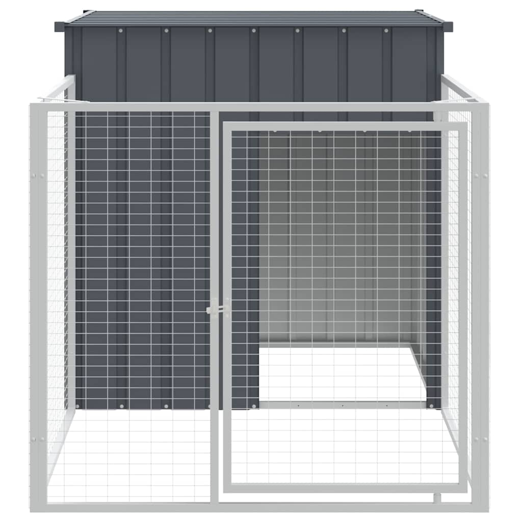 Hondenhok met dak 110x201x110 cm gegalvaniseerd staal antraciet