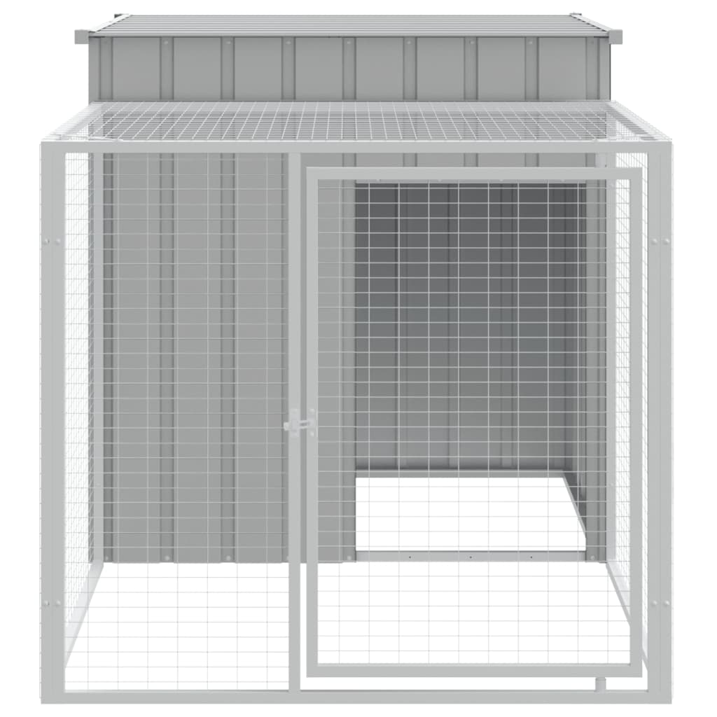 Kippenhok met ren 110x201x110 cm gegalvaniseerd staal grijs