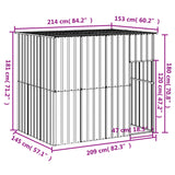 Hondenhok met dak 214x153x181 cm gegalvaniseerd staal grijs