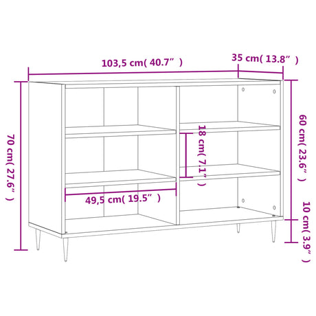 Dressoir 103,5x35x70 cm bewerkt hout wit - AllerleiShop