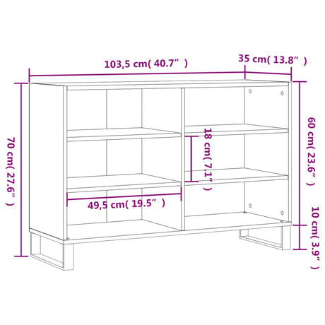 Dressoir 103,5x35x70 cm bewerkt hout grijs sonoma eikenkleurig - AllerleiShop