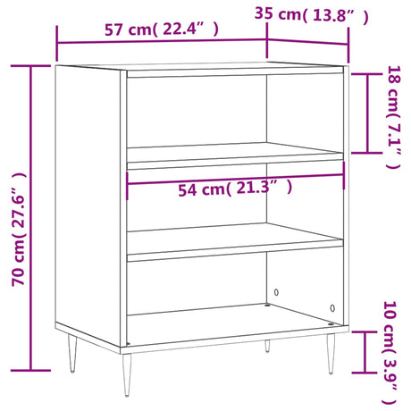 Dressoir 57x35x70 cm bewerkt hout betongrijs - AllerleiShop