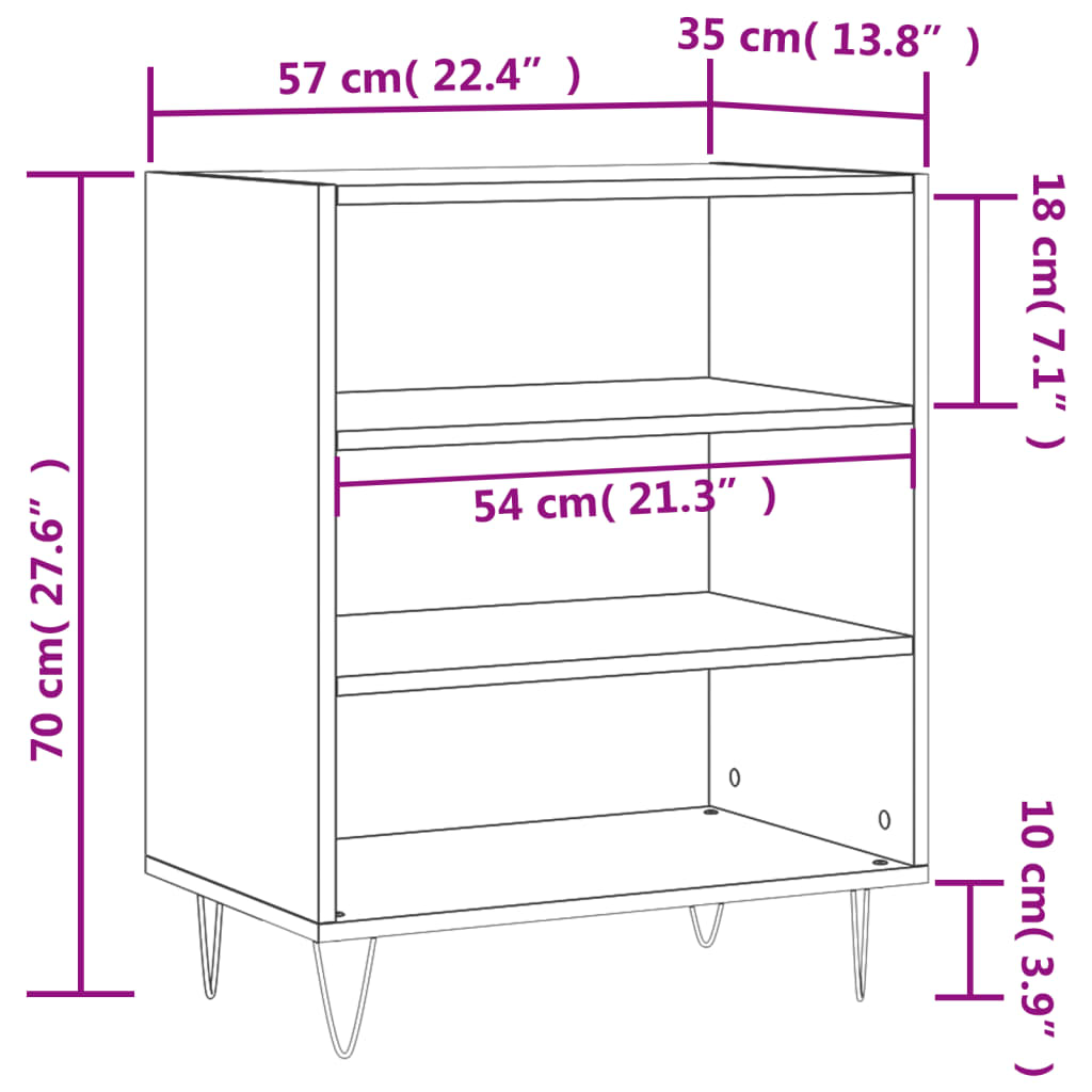 Dressoir 57x35x70 cm bewerkt hout zwart - AllerleiShop