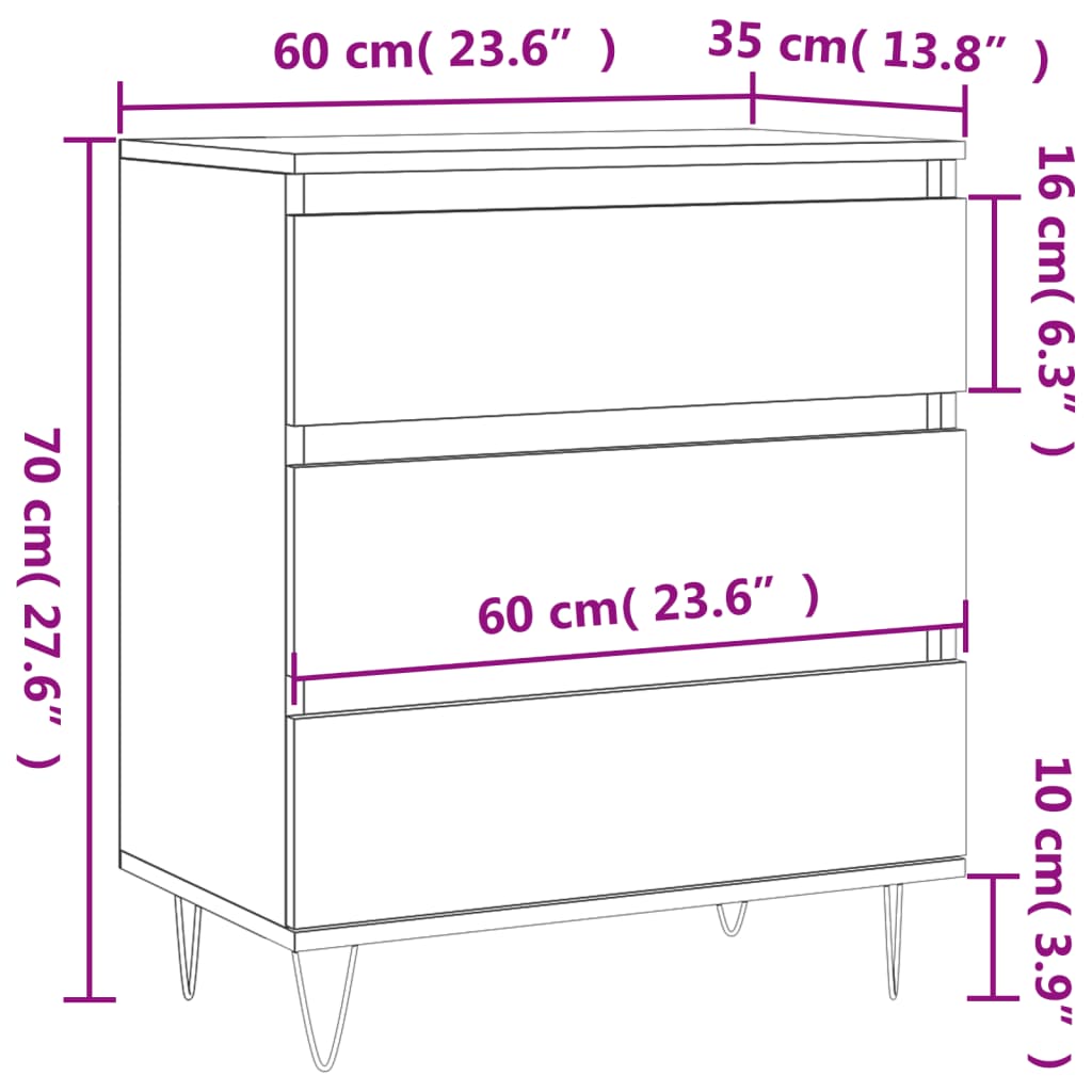 Dressoir 60x35x70 cm bewerkt hout betongrijs - AllerleiShop