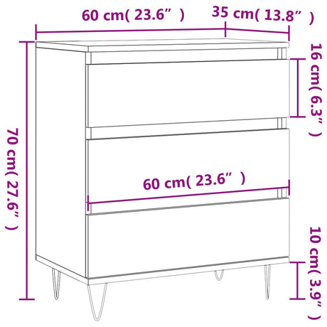 Dressoir 60x35x70 cm bewerkt hout grijs sonoma eikenkleurig - AllerleiShop