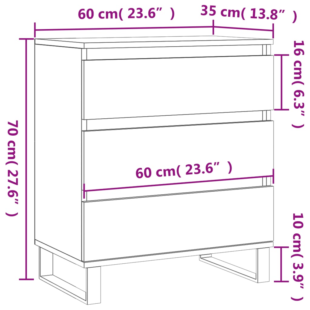 Dressoir 60x35x70 cm bewerkt hout betongrijs - AllerleiShop