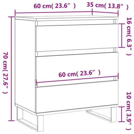 Dressoir 60x35x70 cm bewerkt hout betongrijs - AllerleiShop