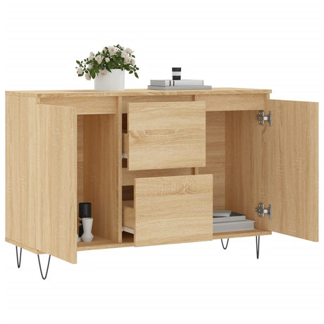 Dressoir 104x35x70 cm bewerkt hout sonoma eikenkleurig - AllerleiShop