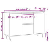 Dressoir 104x35x70 cm bewerkt hout betongrijs - AllerleiShop