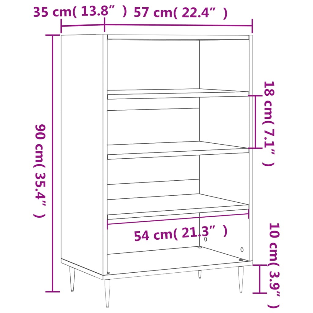 Hoge kast 57x35x90 cm bewerkt hout wit - AllerleiShop