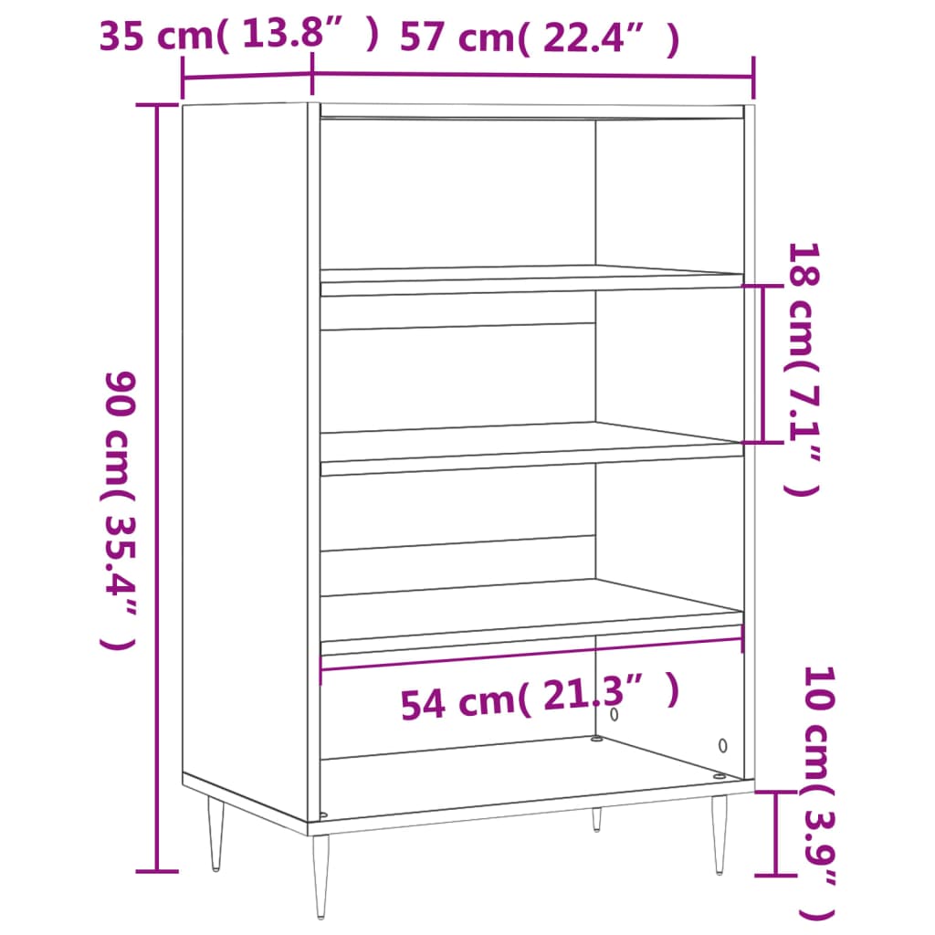 Hoge kast 57x35x90 cm bewerkt hout zwart - AllerleiShop