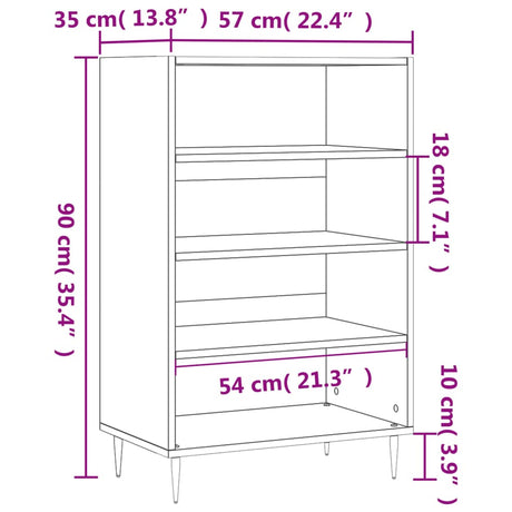 Hoge kast 57x35x90 cm bewerkt hout zwart - AllerleiShop