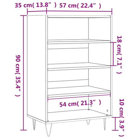 Hoge kast 57x35x90 cm bewerkt hout wit - AllerleiShop