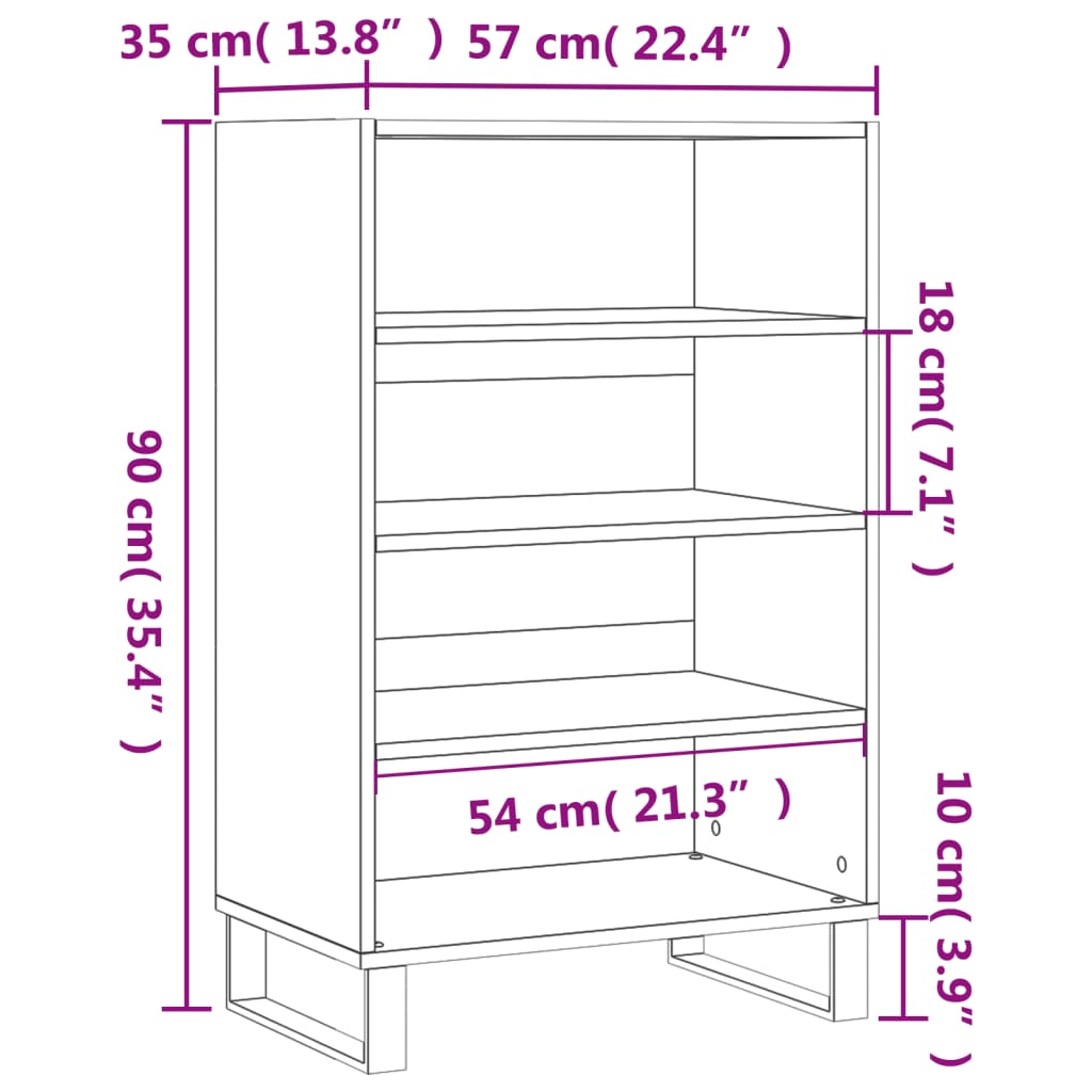 Hoge kast 57x35x90 cm bewerkt hout wit - AllerleiShop