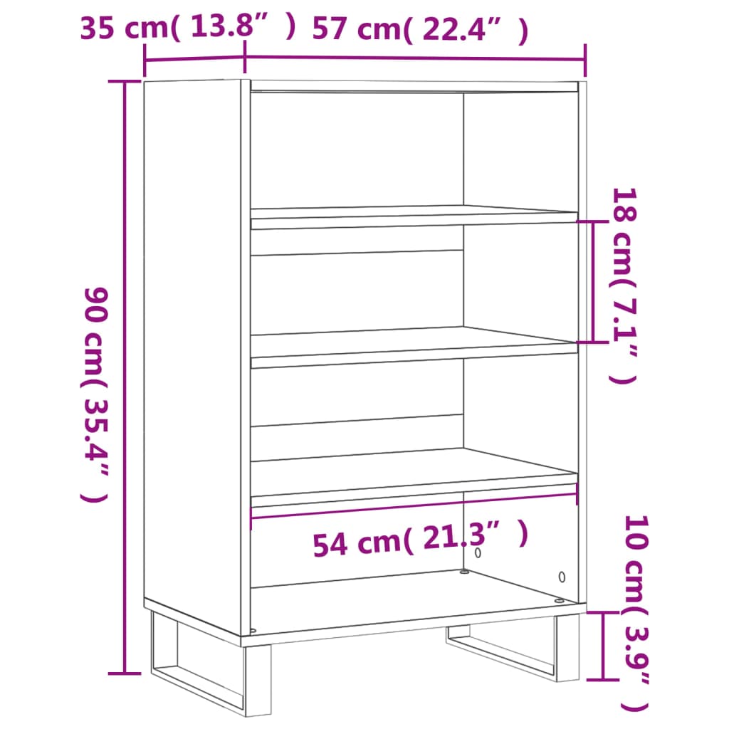 Hoge kast 57x35x90 cm bewerkt hout sonoma eikenkleurig - AllerleiShop