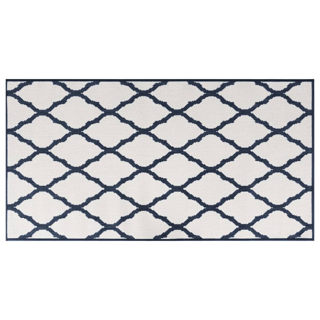 Buitenkleed omkeerbaar 80x150 cm marineblauw en wit - AllerleiShop