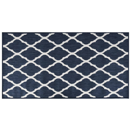 Buitenkleed omkeerbaar 80x150 cm marineblauw en wit - AllerleiShop